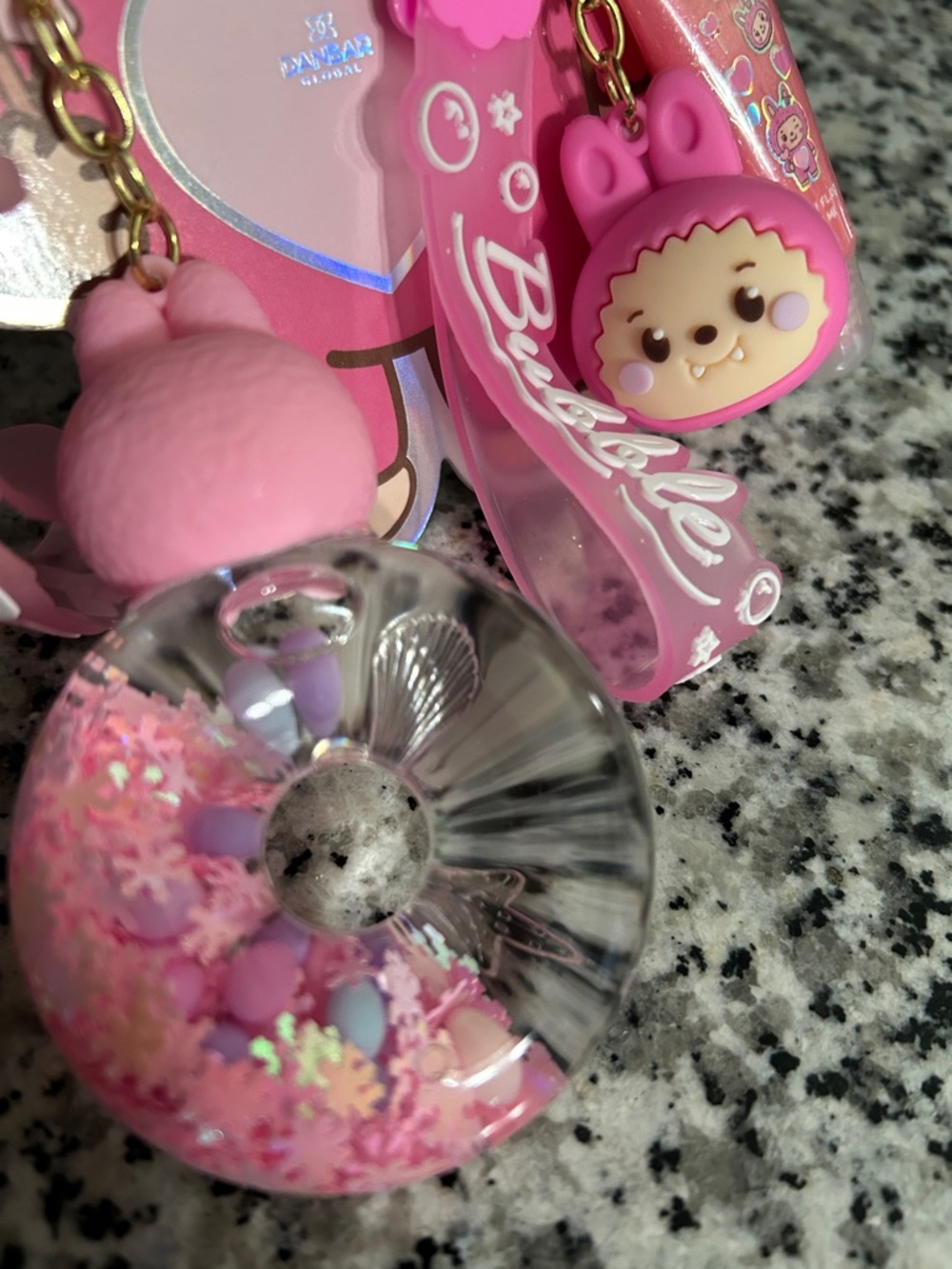 Pink Kids Keychain Set – 2-Pack Playful Bubble & Baby Charms - Picture 5 of 7
